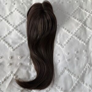 ONLYCUTE Hair Topper 18 inch Lightly Layered Synthetic Extensions Chestnut Brown